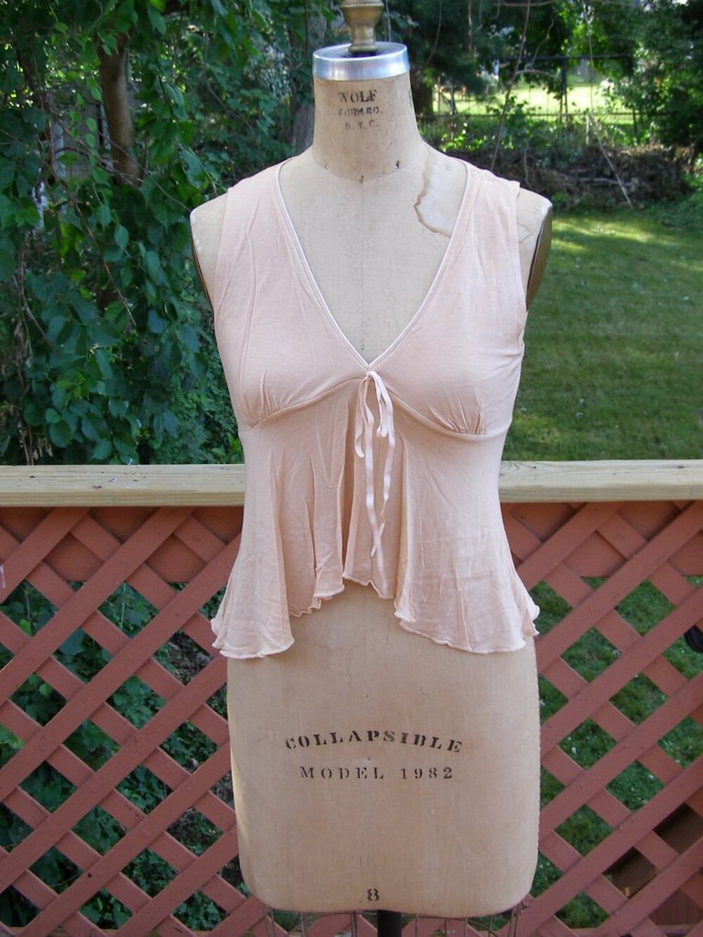 NEW Size M Soft Cami by VOL.1 brand Light Butterscotch color Flutter bottom